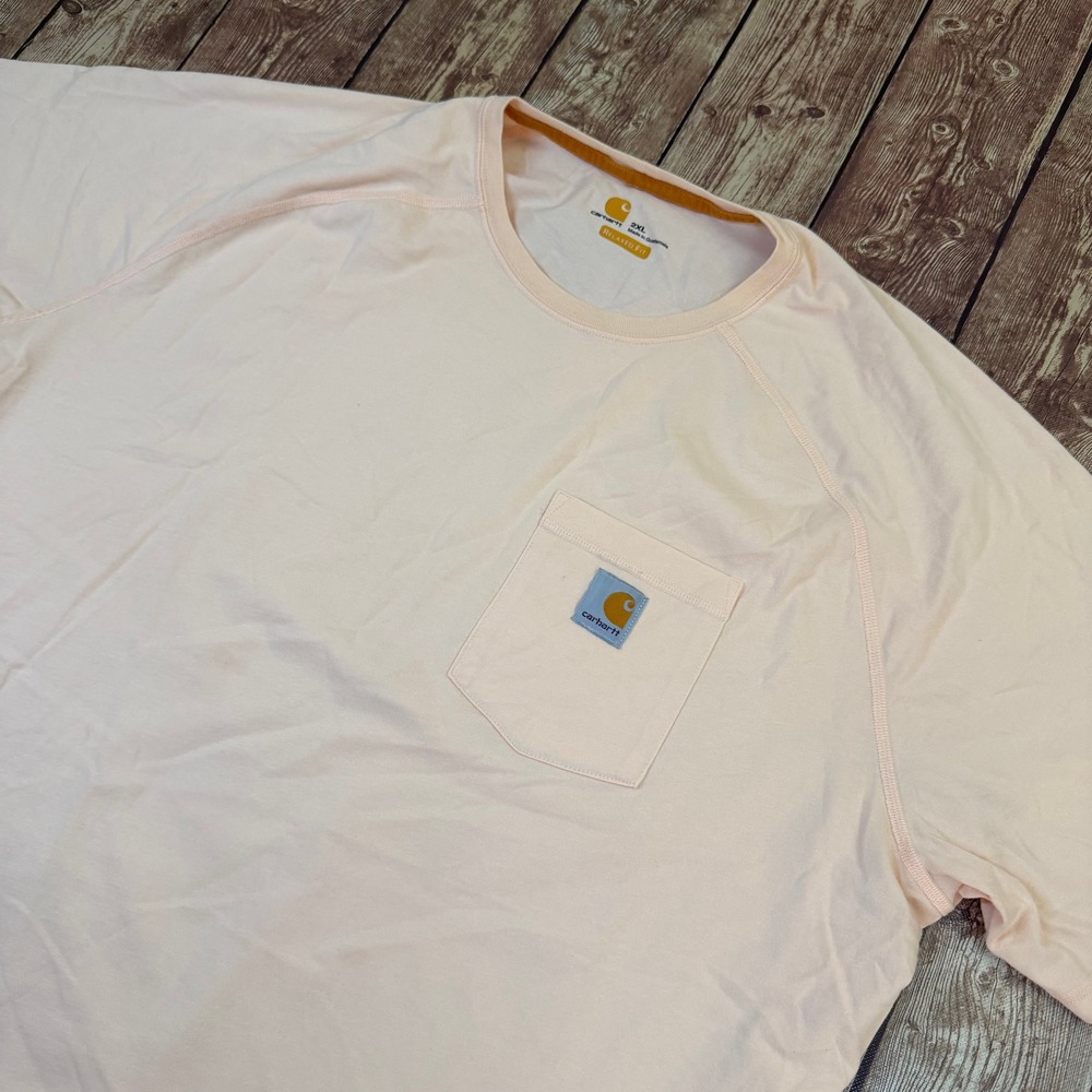 Carhartt Force Pocket T Shirt Mens XXL 2XL Peach Relaxed Fit Wicking Raglan